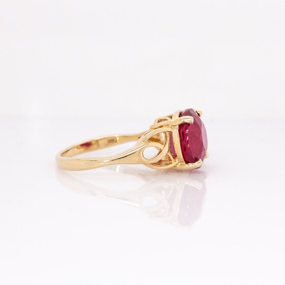 7.7cts Madagascar Ruby Ring in 14K Solid Gold | Round Shape 11mm - Picture 6 of 8